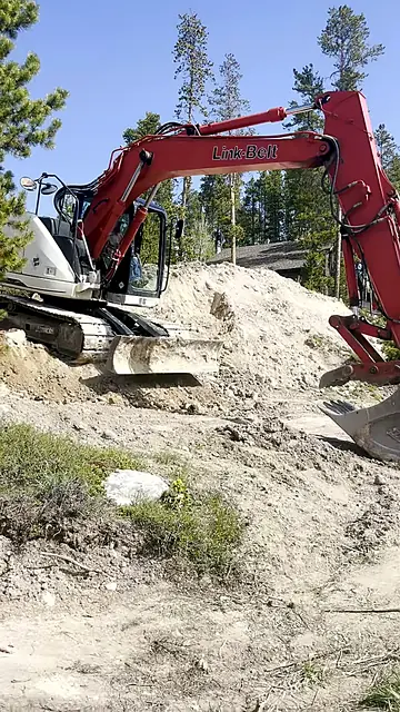 Excavation work by Rondeau Construction in Grand County, Colorado (drone photo)