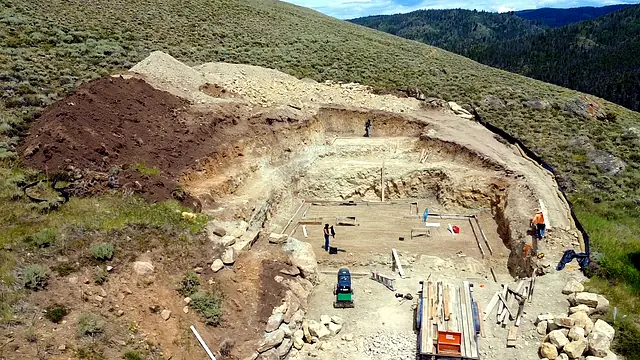 Foundation work by Rondeau Construction in Grand County, Colorado (drone photo)